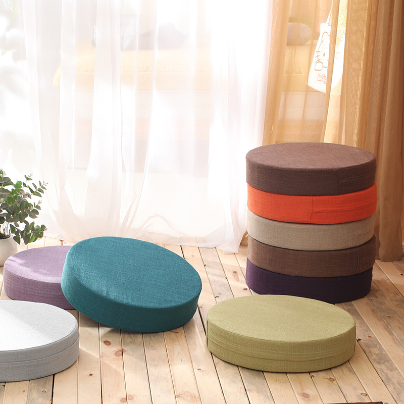 Floor Cushion Pouf - 40x6cm Keten Tatami Meditasyon Minderi Sağlam