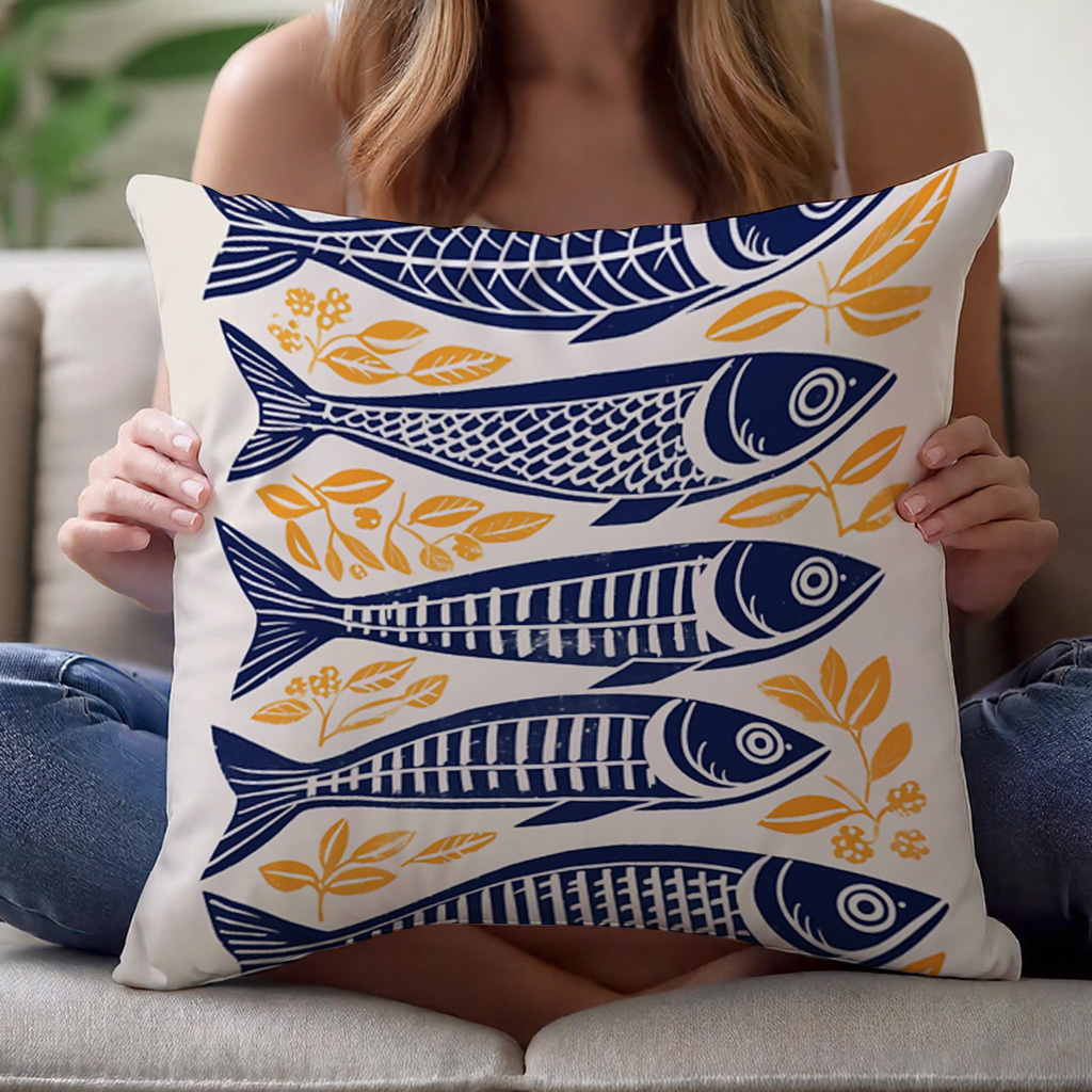 Pillow Insert 18X18 - 1 adet Danimarka Ahşap Kesim Sardalya