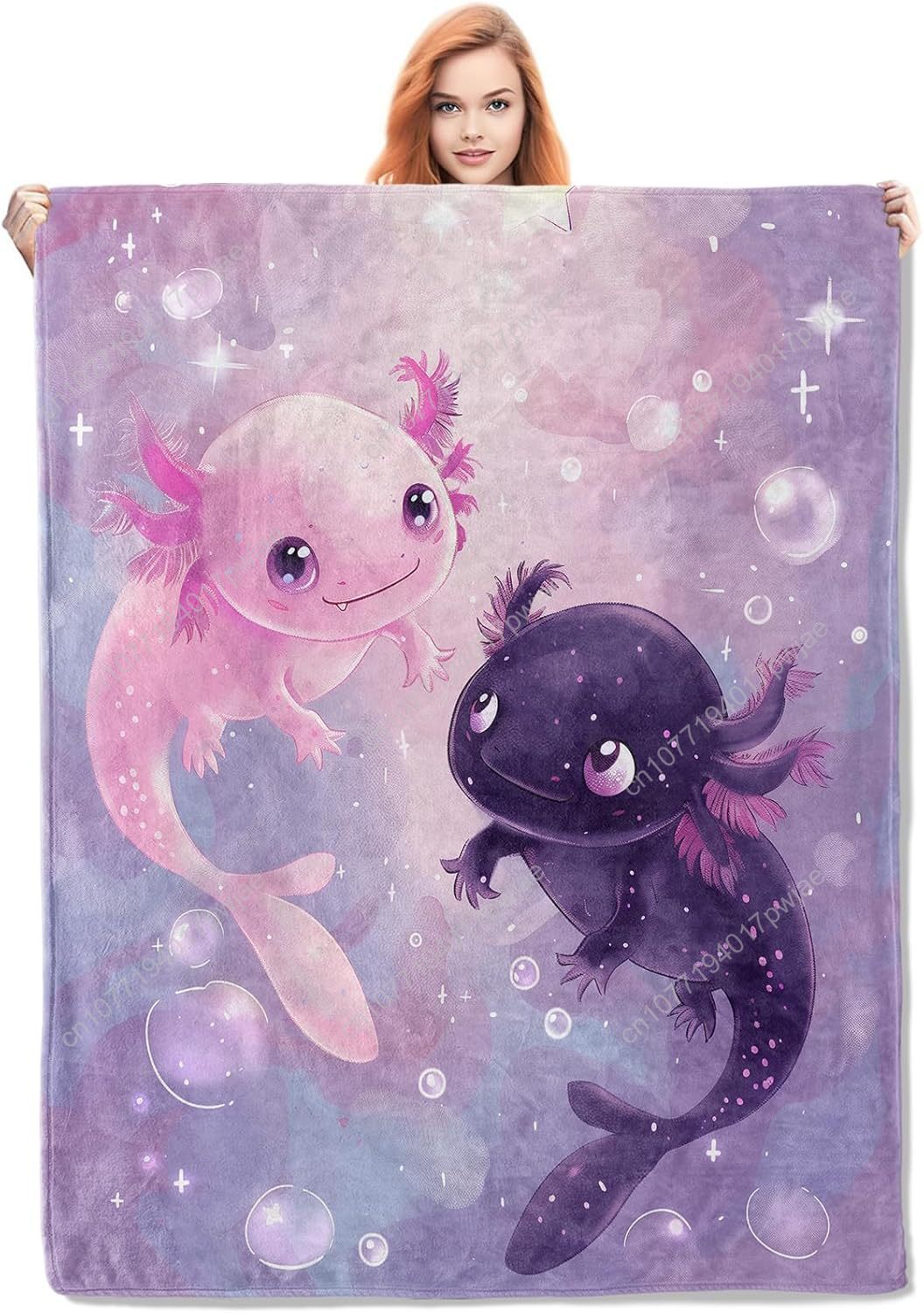 Home Textiles Usa - Axolotl Battaniyesi Sevimli Axolotllar Flanel Battaniyeler