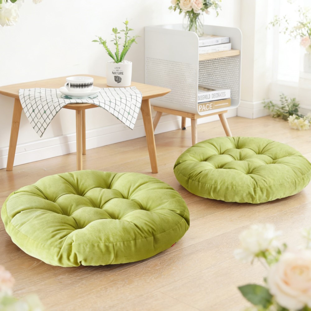 Floor Cushion Pouf - Yeşil Büyük Yuvarlak Yer Minderi Kalınlaştırılmış