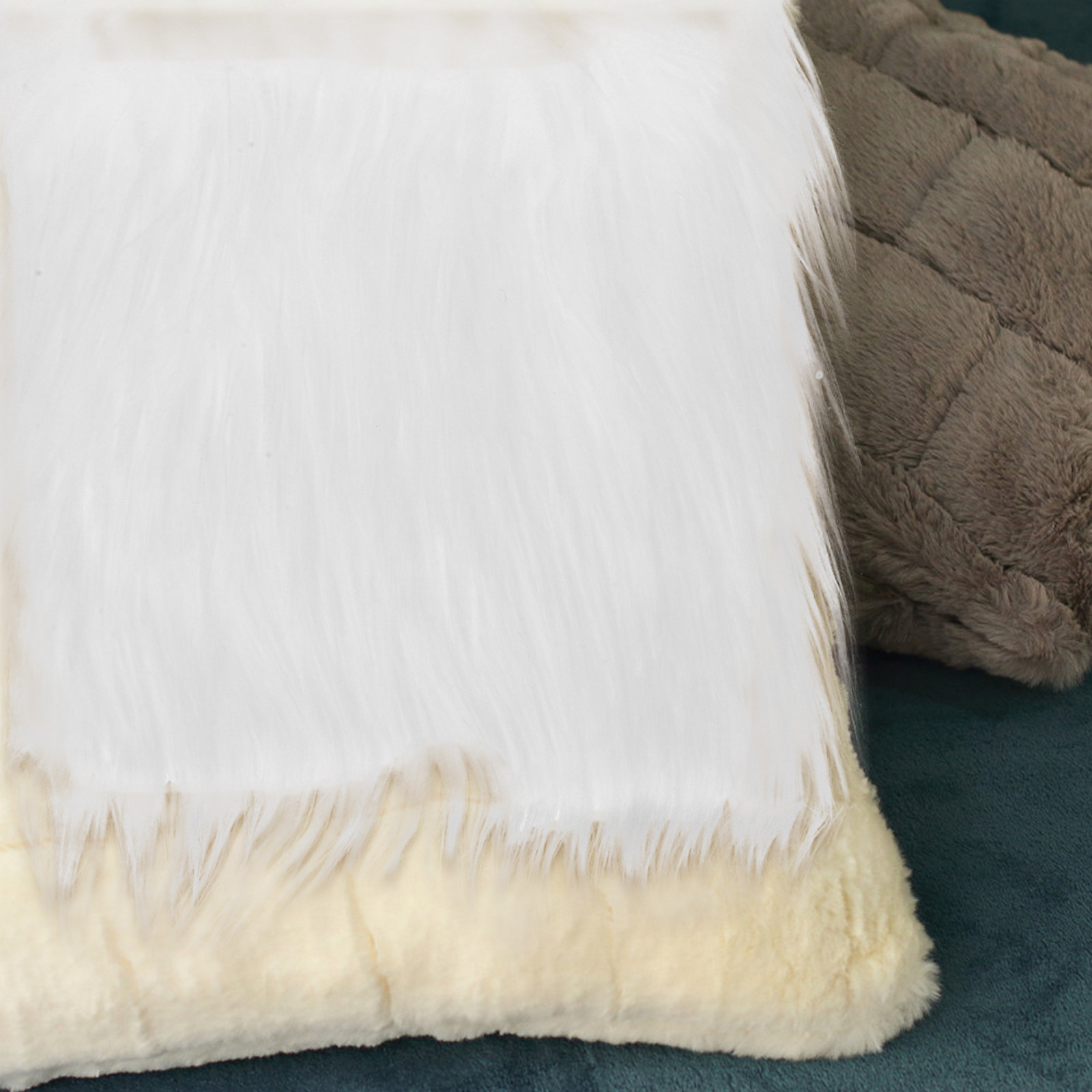 2 adet kare uzun saç suni kuma - Home Textiles Fabric incelemesi ve fiyatı