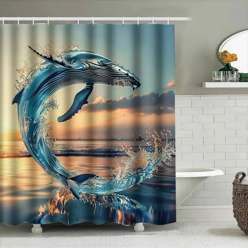 Mavi Balina Baskı Duş Perdesi  - Home Textiles Luxury Curtains incelemesi ve fiyatı