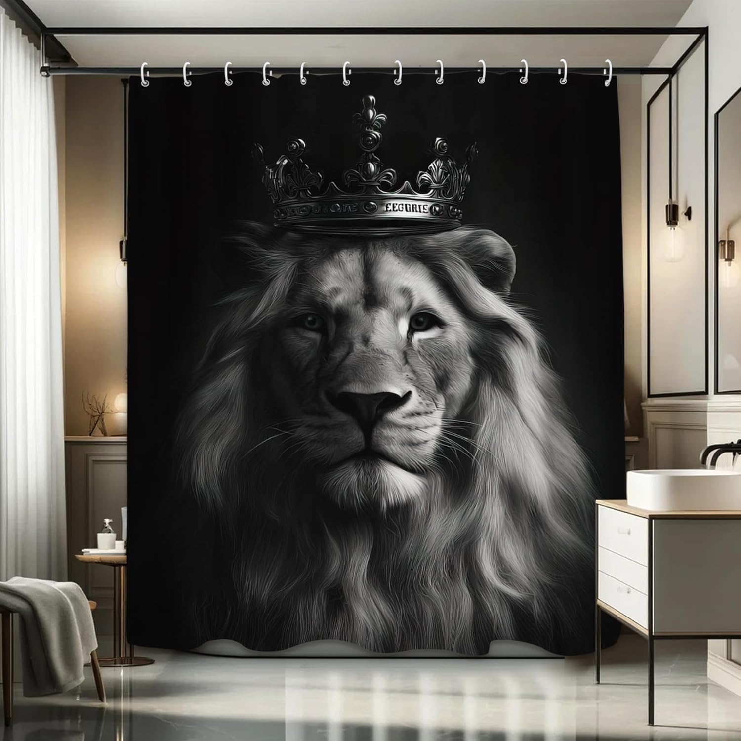 Görkemli aslan kral taç duş pe - Home Textiles Luxury Curtains incelemesi ve fiyatı